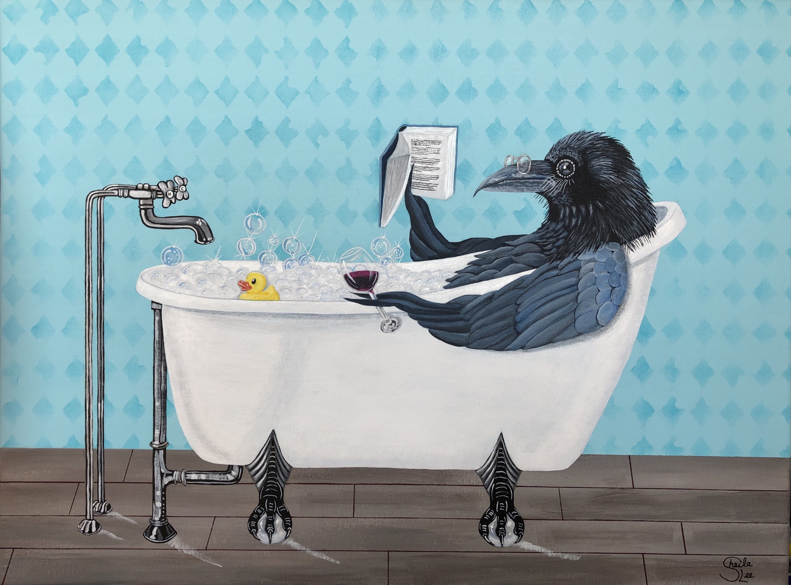 Limited Edition Rub-a-Dub-Dub-there-is-a-Crow-in-the-tub
