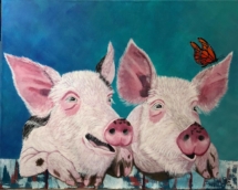 Petunia and Pinky Acrylic 16" x 20" Wrapped Canvas Private Collection